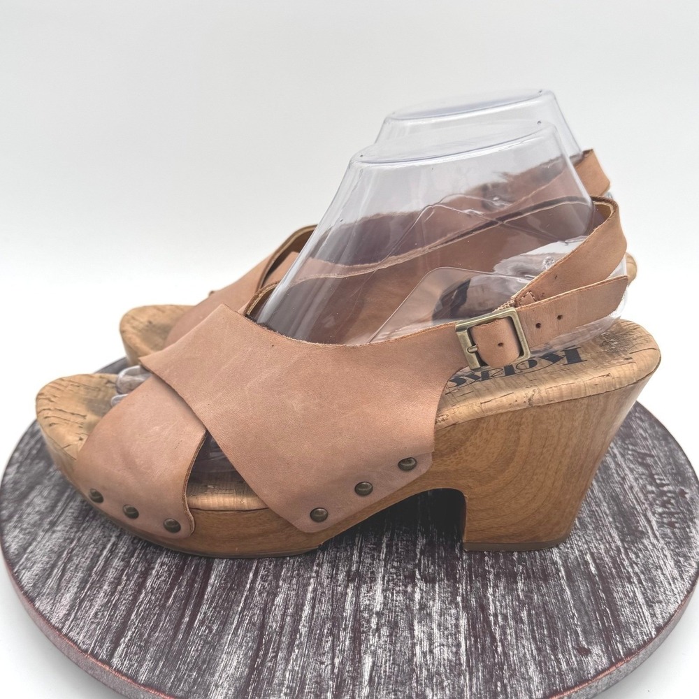 Korks by Kork Ease Sandals Women 9.5 Leather Wedge Slingback Comfort Shoes‎ Tan